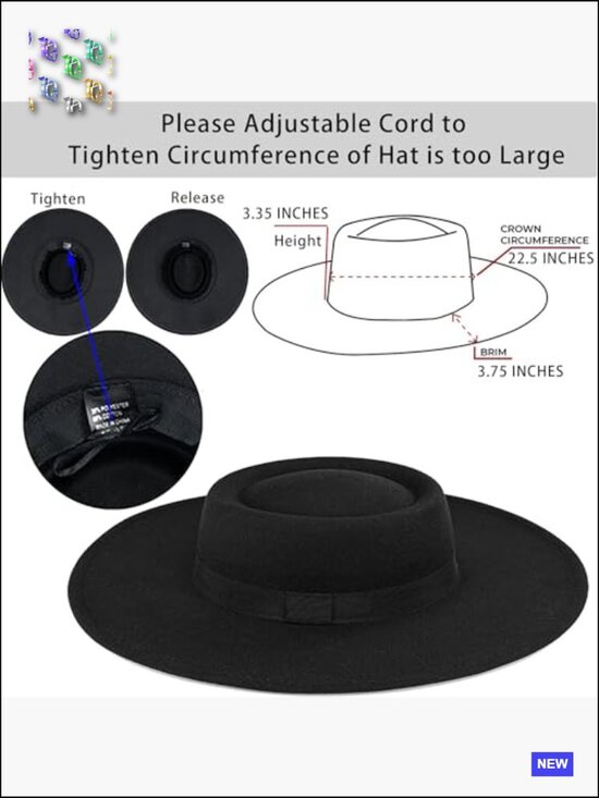 Wide Brim Fedora Hat Classic Vintage Dress Up Church Jazz Cap 56-58cm main image 5